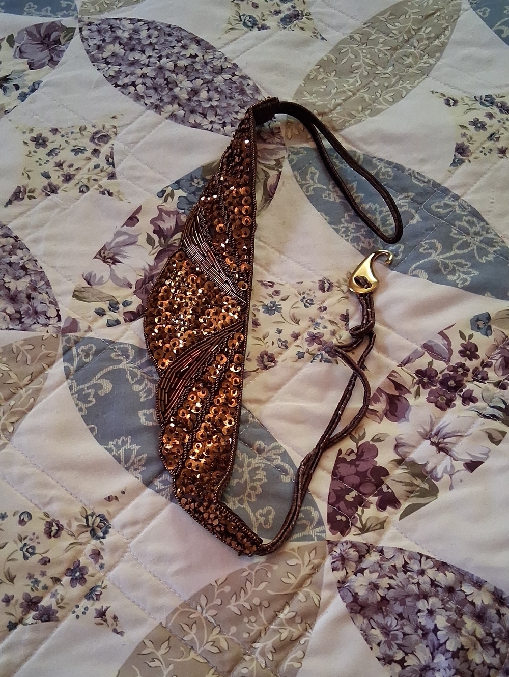 Vintage Embellished Copper Sequin Belt.
